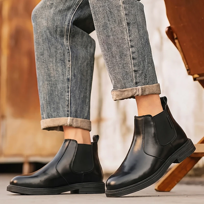حذاء تشيلسي رجالي من الجلد، تص - مراجعة Men Formal Wear With Boots وسعره