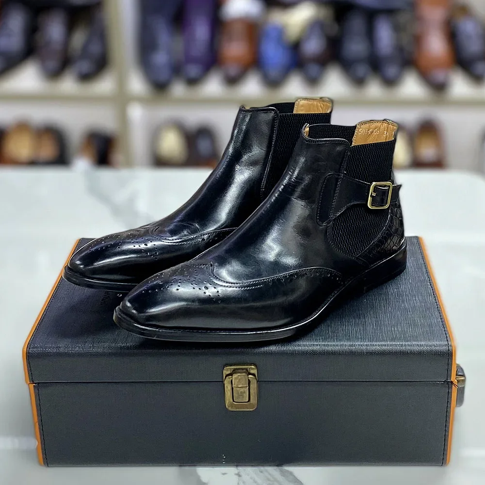 أحذية الكاحل من جلد البقر الحق - مراجعة Men Formal Wear With Boots وسعره